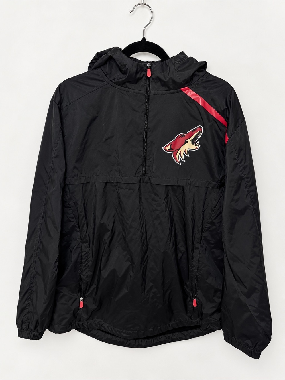Fanatics Arizona Coyotes NHL Authentic Pro Black Hooded Windbreaker Jacket Large